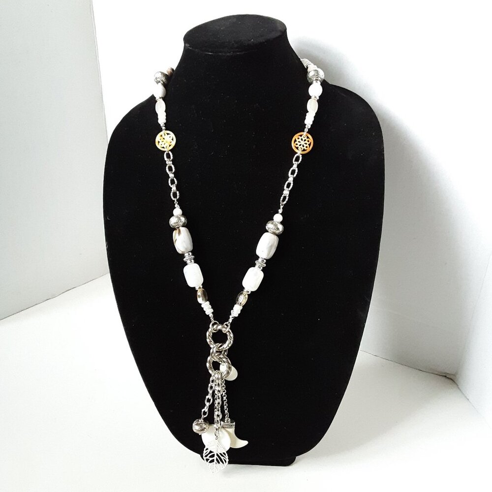 Vintage Avon Silver Tone Long Necklace with Charms